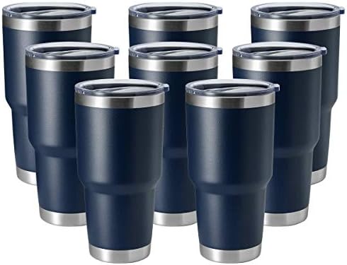 HASLE OUTFITTERS 30oz Stainless Steel Tumbler, Double Wall Vacuum Insulated Travel Mug Tumbler, Durable Insulated Coffee Mug, Gift Box Set (Navy, 8) by HASLEOUTFITTERS