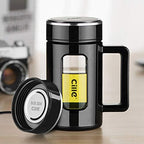 450ML Heat-Resistant Double Layer Water Glass Cup Bottle Office Filter Teacup (Black) by Unknown