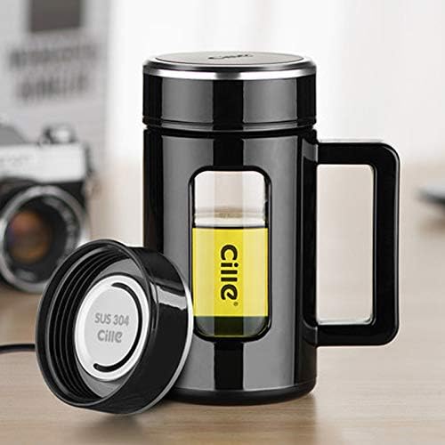 450ML Heat-Resistant Double Layer Water Glass Cup Bottle Office Filter Teacup (Black) by Unknown