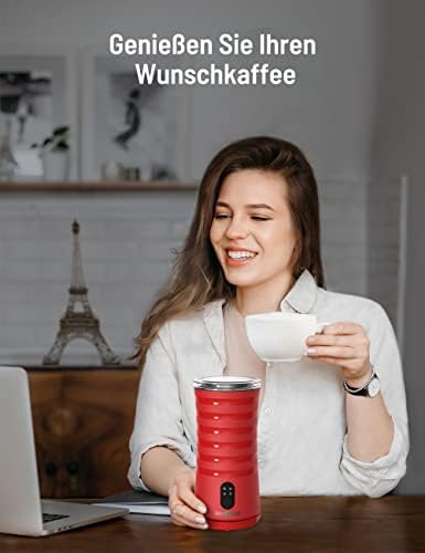 Paris Rhône Electric Milk Frother 4 in 1 Milk Frother for Milk Foam, Warm and Cold, Automatic Milk Container, Non-Slip Design, for Hot Chocolate, Latte, Cappuccino, 400 W, 240 ml, Red - Image 7