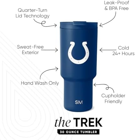 Simple Modern Indianapolis Colts Tumbler with Flip Lid, Straw 30oz | NFL - Image 2