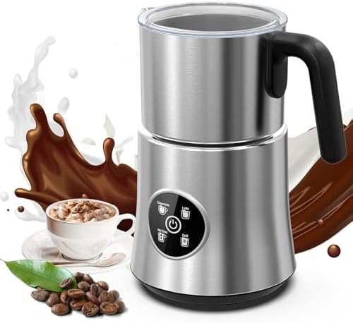 Milk Frother and Steamer, Automatic Hot and Cold Foam Maker with Detachable Stainless Steel Jug, 4-in-1 Electric Frother for Latte, Cappuccinos, Macchiato, and Hot Chocolate by PSIIDAN