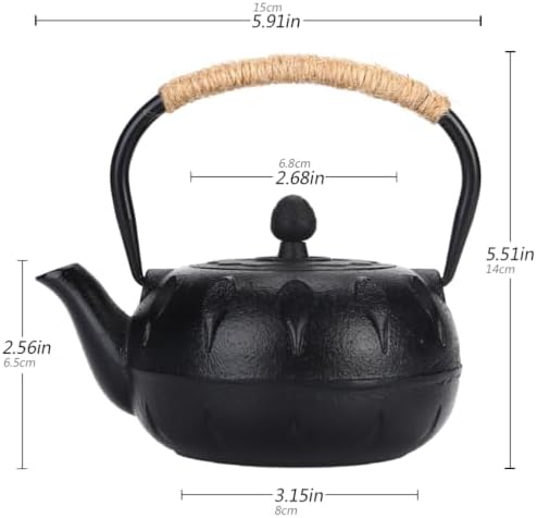 0.6L Japanese Style Anti Hot Handle Cast Iron Teapot Tetsubin with Stainless Steel Filter Tea Kettle Iron Tea Gift for Adult Father Mother Family - Image 3