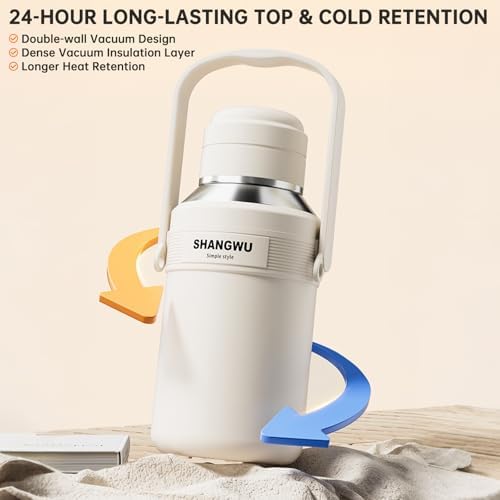1200ml insulated tumbler with shoulder strap,Food Grade Stainless Steel Vacuum Travel Cup, 24H Hot Cold for Camping Sports Outdoor(Grass Green,40OZ 316 Stainless Steel Vacuum Insulated Water Bottle) - Image 5