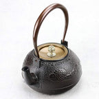 Classic tea kettle, Cast Iron Teapot,Japanese Cast Iron Teapot Kettle with Uncoated Oxidized Inner Wall, 1.2L Cast Iron Teapot Flat Bottom for Charcoal Stove Induction Cooker Japanese-Style Retro Kett - Image 4