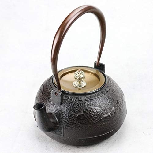 Classic tea kettle, Cast Iron Teapot,Japanese Cast Iron Teapot Kettle with Uncoated Oxidized Inner Wall, 1.2L Cast Iron Teapot Flat Bottom for Charcoal Stove Induction Cooker Japanese-Style Retro Kett - Image 4