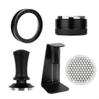 Watchget 5 PCS 53mm Espresso Accessories Kit - Constant Pressure Tamper, Adjustable 3-Blade Distributor, Honeycomb Puck Screen, Magnetic WDT Tool with Stand & Magnetic Dosing Funnel by watchget