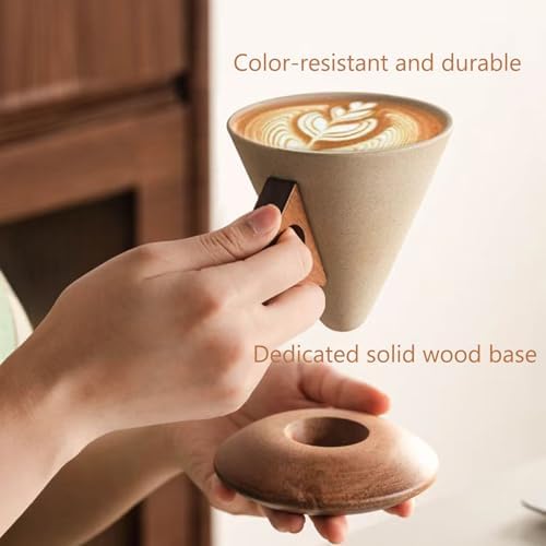 Dos & Nueve, 250ml Vintage Terracotta Coffee Cup, Cone-shaped Coffee Cup, UFO-shaped base, Triangle Handle Design, Cuffee Mug - Image 3