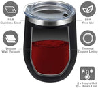 MEWAY 12oz/12 Pack Wine Tumbler Glasses with Lid -Double Wall Vacuum Stainless Steel Travel Tumbler Mug,Stemless Insulated Wine Cup for,Coffee,Cocktails,Gifts (Black,Set of 12) - Image 5