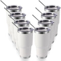 Volhoply 30oz Insulated Tumbler with Lid and Straw, Double Wall Inner & Outer 304 Stainless Steel Tumblers Bulk, Powder Coated Coffee Cup for Office, Home, Travel (White,8 Pack) by LiveFully%EF%BC%8CDrinkFreely%E2%80%94KeepGoingwithVolhoply%EF%BC%81