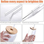 12PCS 20oz Glass Cups with Lids and Straws, 2 Cleaning Brushe - Image 4