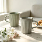 Coffee Mugs Set of 4, 16oz Large Striped Stoneware Coffee Cups with Handle - Image 6