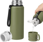 1000 ml Double wall vacuum Leakproof stainless steel wide mouth insulated water bottle,tea tumbler with tea strainer,cup and lid; travel coffee thermoses hot drinks,cold thermal flask by Unknown
