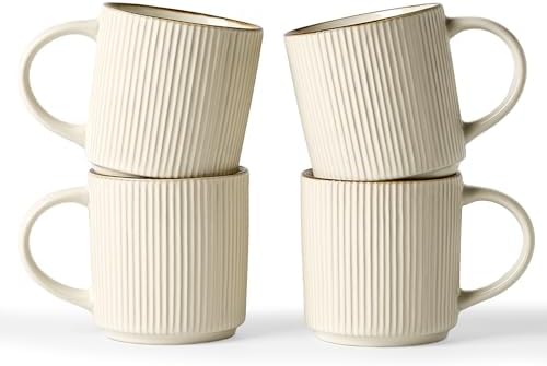 famiware Coffee Mug Set of 4, Star 12 oz Ceramic Mugs Cups Set with Handle by Famiware