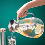 Water Pitcher Household Cold Kettle Heat Resistant Teapot Large Capacity Water Pitcher Glass Water Carafe with Lid for Juice, Milk,Beverages Water Jug(2600ml) - Image 5