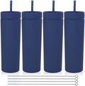 Volhoply 20oz Plastic Skinny Tumblers Bulk 4 Pack,Double Wall Tumbler with Lid and Straw,Reusable Travel Iced Coffee Mug,BPA Free Matte Acrylic Water Cups With Straw for Party,DIY Gifts(Navy, 4 Set) by LiveFully%EF%BC%8CDrinkFreely%E2%80%94KeepGoingwithVolhoply%EF%BC%81