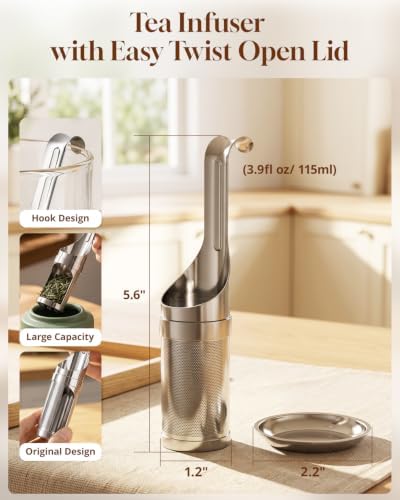 2 Pack Tea Infuser & Tea Scoop Set, 2-in-1 Loose Leaf Tea Brewing Kit, Extra Fine Mesh Stainless Steel Tea Strainer with Rotating Scoop Design, Easy Fill Reusable Tea Steeper for Tea, Spices & Herbs - Image 4