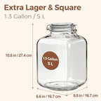 ComSaf Square Glass Jars with Airtight Lid 1.3 Gallon 2 Pack Large Canister - Image 2