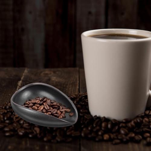 Tea Vessel Ceramic Coffee Bean Dosing Cup Coffee Bean Weight Tray Container Coffee Bean Measuring Cup Spoon Flower Loose Tea Scoop Coffee Bar Organizer Chinese Tea Ceremony Accessories (Matt Black) - Image 2