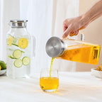 2 Pack 2.2Liters/75 oz Square Glass Pitcher with Lid and Handle for Fridge - Image 6