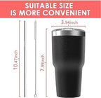 30oz Stainless Steel Travel Mug with Lid, Double Wall Vacuum Insulated Bulk Tumbler with Straws, Powder Coated Coffee Cup Suitable for Vehicle Cup Holders - Image 4