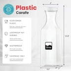 Plastic 8 PACK Large 50 Oz Water Carafe with Flip Top Lid, Square Base Juice Containers, Clear Plastic Pitcher - for Water, Iced Tea, Juice, Beverage, Milk, Cold Brew and Mimosa Bar - HAND WASH ONLY - Image 2