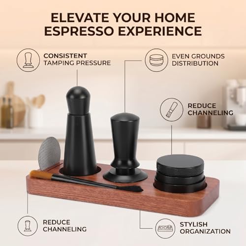 Espresso Accessories Kit, Espresso Tamper Tools Accessories Kit, Coffee Tamping Station Coffee Distributor 58mm Tamper Dosing Funnel, WDT Stirrer, Brush - Image 3