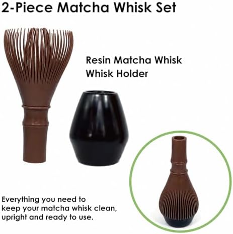 Japanese Tea Whisk Made of Resin, Non-breakable Dishwasher Compatible, Made in Japan, Brown Bamboo Color - Image 2