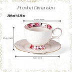 Tea Cups and Saucers Set of 2, 6.4oz Stackable Porcelain Coffee Cup, YFH13 - Image 2