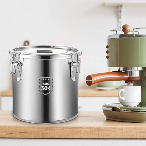 Suclain 3 Pack 304 Stainless Steel Airtight Canister with Locking Clamp Metal Sealed Food Storage Containers for Flour Rice Cereal Grain Coffee Bean and Pet Food (12l+21l+33l) - Image 4