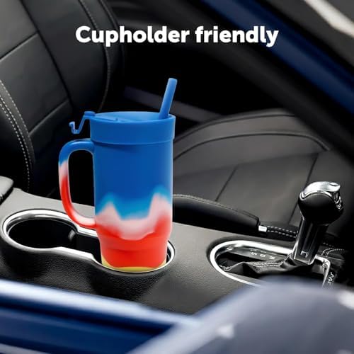 Silipint 32oz Silicone Humbler Tumbler with Handle, Flip Lid and Straw – BPA-Free, Non-Toxic, Unbreakable, Microwave, Dishwasher Safe – Perfect for Tea, Cold Water, Drippy - Pack of 2 - Image 2