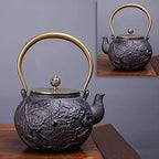 LJYT Teapot Teapots Cast Iron Handmade TeapotHome Kettle Uncoated Vintage Cast Iron Kettle Tea Pot with Infusers for Loose Tea (Color : Long Feng Cheng Xiang) by Unknown