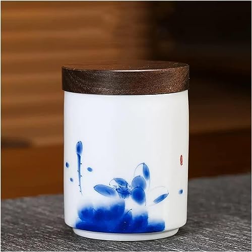 Tea Canister, Tea Caddy Portable Travel Tea Caddy Moisture-Proof Coffee Bean Tin with Wooden Lid Food Storage Jar for Coffee/Sugar/Loose Tea Leaf(B) - Image 4