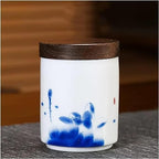 Tea Canister, Tea Caddy Portable Travel Tea Caddy Moisture-Proof Coffee Bean Tin with Wooden Lid Food Storage Jar for Coffee/Sugar/Loose Tea Leaf(B) - Image 4