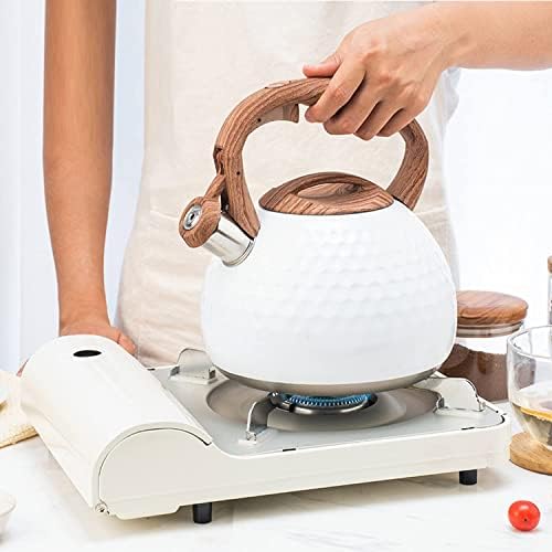 Stovetop Kettle 2.8L Stainless Steel Whistling Kettle Stovetop Teakettle Teapot Handle Kitchen for Gas Stove Induction Cooker Kettles for Stove(White) - Image 4