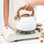 Stovetop Kettle 2.8L Stainless Steel Whistling Kettle Stovetop Teakettle Teapot Handle Kitchen for Gas Stove Induction Cooker Kettles for Stove(White) - Image 4