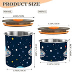 Cartoon Cute Blue-gray Spaceship Designed Storage Containers With Lids Stainless Steel Cereal Container 1 Button Opening Coffee Canister - Image 3