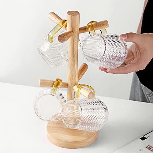 LIU- Mug Holder Tree Countertop Beech Wooden Mug Stand,Coffee Cup or Keychain Storage Rack for Coffee Counter Bar Decor Accessory - Image 2