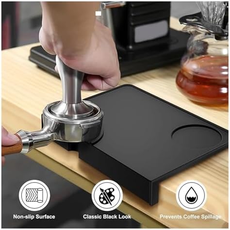 Silicone Coffee Tamper Mat Anti-skid Espresso Silicone Mat Espresso Coffee Tamping Corner Black Thicken Mat Coffee Tamper Mat - Image 4