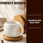 Espresso Cups Set of 4, 8.45 oz Ceramic Coffee Cups with Saucers & Wooden Stand, Microwave & Dishwasher Safe Cappuccino Tea Cups, Coffee Accessories for Espresso Machine - Image 6