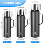 Insulated Vacuum Thermo Bottle 1500ml/50.7oz with Cup Stainless Steel Coffee Bottles for Hot and Cold Drink Water Flask.(Black, with Handle, 1500ml) - Image 6