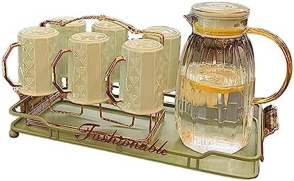 Water Pitcher Cold Kettle Glass high Temperature Resistant Cold Kettle Large Capacity Home Living Room Cold Water Cup Set Water Jug by Unknown