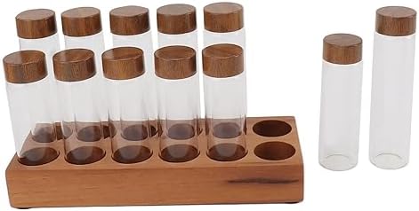 Aramox Coffee Bean Cellars, Coffee Bean Storage Tubes with Walnut Wood Stand Lid Glass Cellars Single Dose Coffee Bean Container for Kitchen (2 Rows 12 Holes) - Image 6