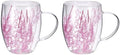 METALLIXITY Flowers Double Wall Glass Coffee Mugs 11.8oz Light Pink 2Pcs by METALLIXITY