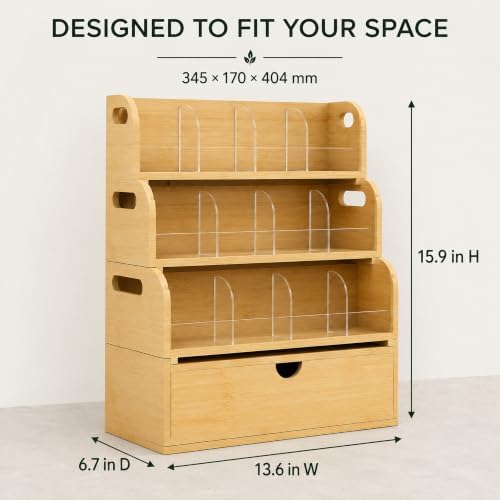 Bamboo Tea Bag Organizer, 4 Tier with Drawer - Image 2