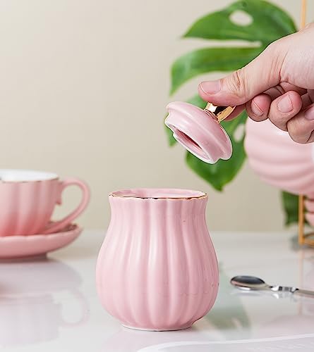 CLAY TONIC- 8 OZ Fine China Pink Coffee Cup/Teacup and Saucer Set - Image 6