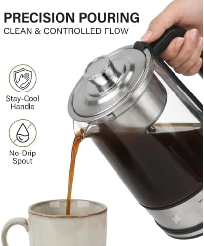 Electric Percolator Coffee Pot, 10-Cup Borosilicate Glass, Reusable Filter - Image 7