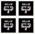 CafePress My Little Pony Rollin With My Ponies Tumbled Stone - Set of 4 Coasters Set of 4 w/holder - Image 4