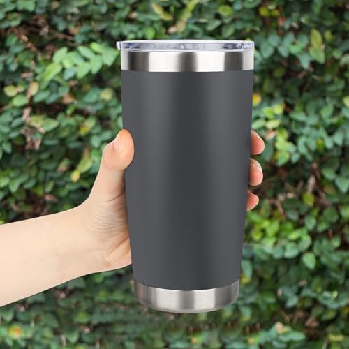 20oz Stainless Steel Tumbler Bulk with Lid, Travel Mug - Double Wall Vacuum Powder Coated Cup - Grey, 12 Pack - Image 6