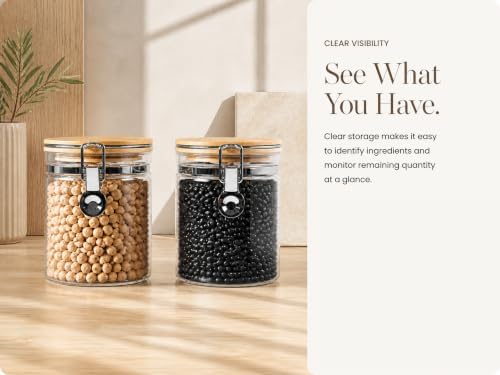 KKC HOME ACCENTS Glass Canisters with Airtight Lids 27oz, Jars Set of 2 - Image 6